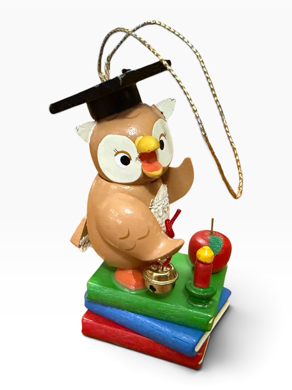 VINTAGE 1985 Kurt S Adler Wooden Owl Graduate Ornament RARE
